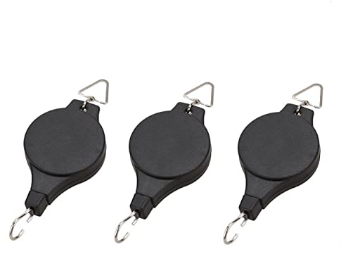 NSXIN 2/3 Stück Seilrolle Ampelaufzug Pflanzenlift Einziehbarer, Blumentopfhaken Verstellbarer Pull Down Aufhänger Haken Pflanzen Halter für Vogelhaus Blumenampel Drinnen Draußen (3 Stück)
