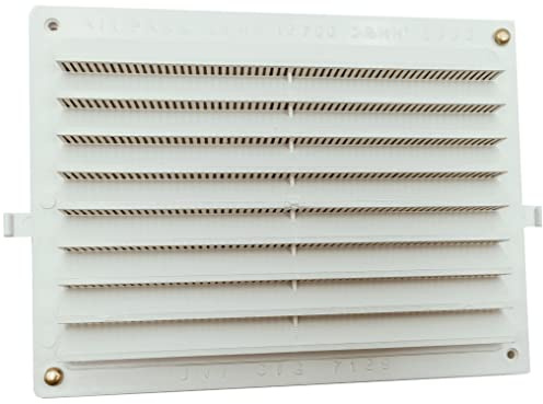 TEKLiNe Rejilla Ventilación Aireación Ajustable Plástico 150x200 mm Rectángulo Protección Insectos Sistema Aire Casa Color Blanco, Rejilla Ajustable de ventilación 15x20 cm
