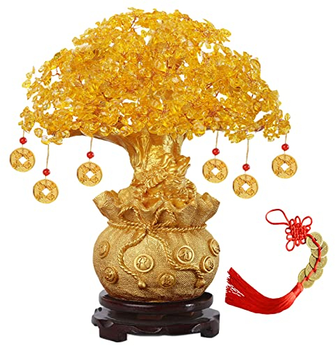Eterspr Geld Baum Feng Shui Bonsai, Gold Glücksbaum, Geldbaum Feng Shui, für Zuhause, Büro, Ladendekoration