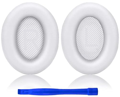 Ruikdly Oreillette de Remplacement Coussinets d'oreille Coussinets de Remplacement pour Bose QuietComfort 35 Quiet Comfort 35 II 15 QC15 QC25 QC2 QC35 QC35 II Casque Circum-aural (Blanc)