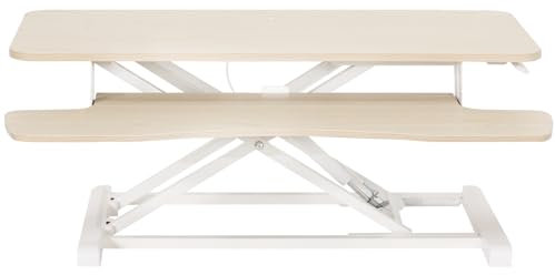 VIVO Convertitore da tavolo da 36, serie K, alzata da seduto a supporto regolabile in altezza, doppio monitor e postazione di lavoro per laptop con ampio vassoio per tastiera, piano in legno chiaro,