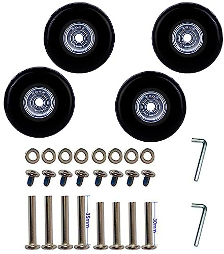 LOTOWELZON 4 Stück Set Gepäck-Ersatzrollen 40/45/50/54 mm mit 6 mm Kugellagern Reparatur-Kits ABEC 608zz für Koffer und Inline Outdoor Skate und Caster Board
