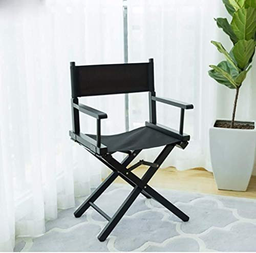 NEWCES Klappstuhl aus Holz Regiestuhl Leinwand Klappstuhl Tragbarer hoher Make-up-Stuhl Rezeptionsstuhl Einfacher Barhocker 444084cm Schwarz