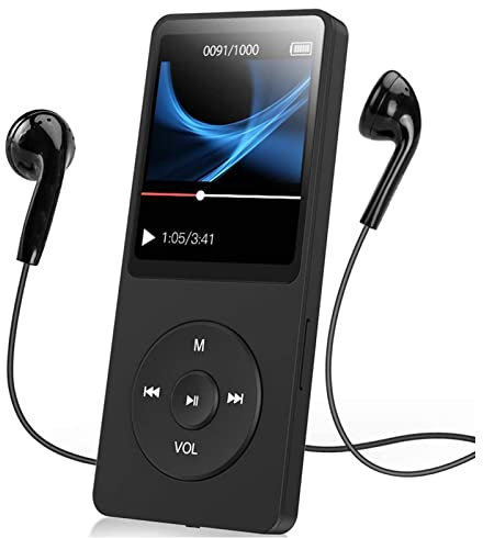 Lecteur MP3 avec Bluetooth 5.0, Lecteur de Musique Numérique Portable sans Perte MP3 MP4, écran 1,77 Pouces, Enregistreur Vocal, Lecteur de Musique HiFi Portable avec Radio FM (Avec carte mémoire 16G)