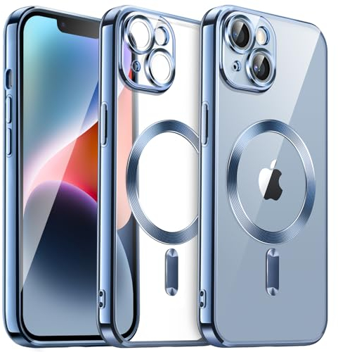 JETech Soft Clear Case for iPhone 14 6.1-Inch, Camera Lens Full Protection, Compatible with MagSafe Wireless Charging, Shockproof Electroplated TPU Phone Cover (Blue)