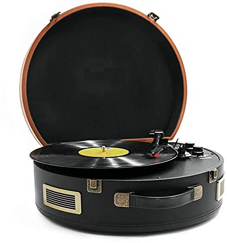 ROLTIN Tourne-Disque, Valise Portable Tourne-Disque Vinyle avec Haut-parleurs stéréo intégrés, entraînement par Courroie à 3 Vitesses, Support de Platine He