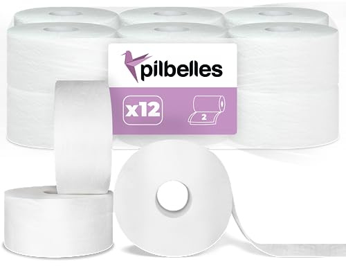 Papel Higiénico Industrial Doble Capa - 12 Rollos, 95 m/rollo | Papel Higiénico Industrial Pasta Laminado