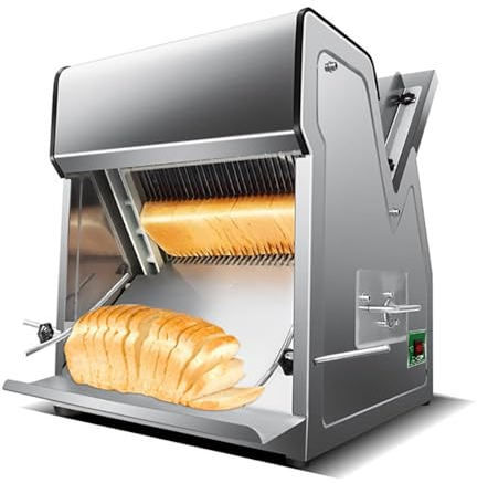 Cortadora de Tostadas Comercial - 31 rebanadas, 12 mm de Espesor, máquina cortadora de Pan eléctrica de Acero Inoxidable 304 - Entrada y Salida Ajustables - Ideal para Cocina