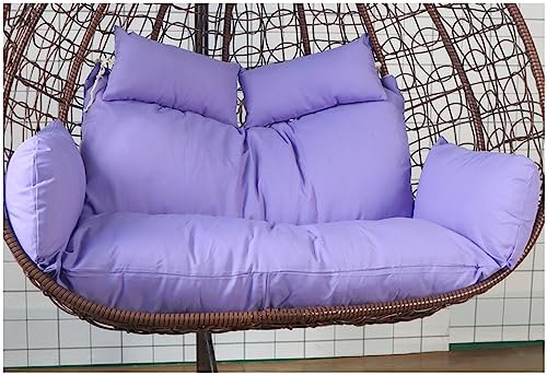 ZTGL Hängesessel Kissen für 2 Personen, Polster, Thicken Wasserdicht Auflage für Polyrattan/Rattan Hängeschaukel, Hängekorb, Schaukel Korb, Rückenkissen Ersatzkissen Outdoor,Lila