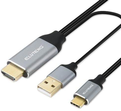 ELUTENG HDMI a USB C 2M, Cavo 4K@60Hz Cavo convertitore maschio a maschio di tipo C compatibile con Xreal Air, Nreal Air, PS5, monitor portatile(Supporta solo HDMI a USB C)