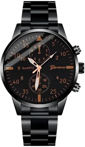 Retoo Montre Homme, Montre Analogiques, Diamètre du Boîtier 40 mm, Acier Inoxydable, Mécanisme À Quartz, Classique Entreprise Homme, Noir - Marron Doré, pour Les Restaurants, Les Bureaux, Les Églises
