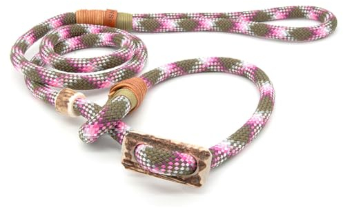 Retriever-Leine/Moxonleine Elegant-Style | handgefertigte Hundeleine aus Tau mit Halsbandfunktion & Horn-Stopper | 10mm – kraftvoll, stilvoll & komfortabel | Training, Alltag & Spaziergang