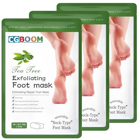 HOKIAMCN 3 Pairs Foot Peel Mask, Tea Tree Foot Exfoliating Mask Socks Calluses Remover Dead Skin, Moisturizing Feet Peeling Mask for Dry Skin,Cracked Heels,Foot SPA Socks for Women and Men