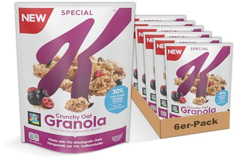 Kellogg's Special K Crunchy Oat Granola Mixed Berries (6 x 320 g) – ballaststoffreiches Knusper Müsli mit Cranberrys und Schwarzen Johannisbeeren – mit 30% weniger Zucker**