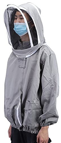 Giacca per apicoltura, Giacca per apicoltura ventilata, Giacca per apicoltura ultra ventilata per uomo, Giacca in velo protettivo per apicoltura Grembiule per api con doppie (Grigio)