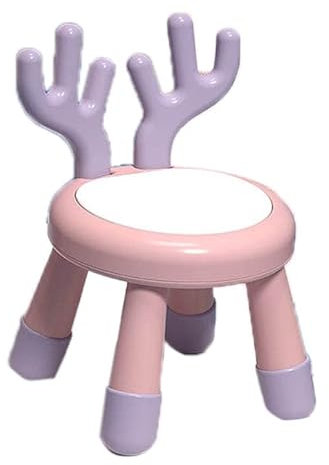 Leapiture Fußhocker, Spielzimmerhocker, Kinderhocker, verdickter, Rutschfester Kinderstuhl mit Kleiner Rückenlehne, funktioneller Hocker mit Soundgerät für den Kindergarten zu (Rosa und lila Hirsch)