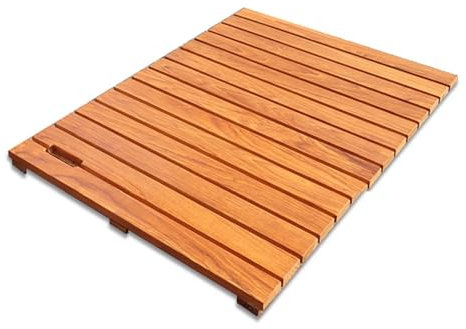 Suixtil Sauna-Badematte aus Holz, rutschfeste Badematte, natürliche Duschmatte, Mehrzweck-Badematte für Dusche und Badewanne, Küche und Flure(80x40cm/31x15.7in)