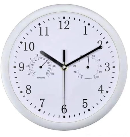 Uhr für den Außenpool – Baduhr mit 25,4 cm (10 Zoll), wetterfeste Gartenuhren | runde Vintage-Uhr mit Hygrometer und Thermometer, Pool-Wanduhren für