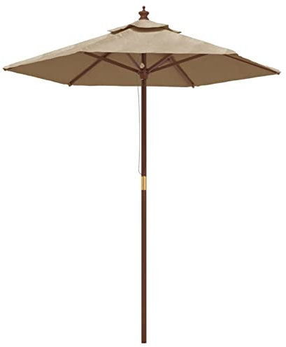 Homgoday Ombrellone da giardino con palo in legno, 196 x 231 cm, Ombrellone da esterno per giardino, terrazza, balcone, spiaggia, piscina