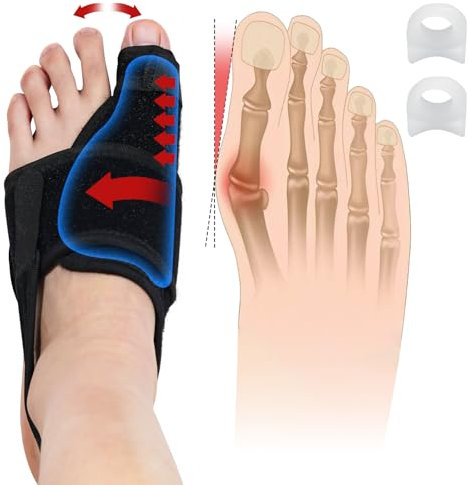 Jdkouh 2x Hallux Valgus Korrektur Schiene Bandage mit 2x Silikon Zehenspreizer Großer Zeh,Bunion Corrector,Rutschfester Ballenzehen Korrektur Set für Tag & Nacht,Universalgröße für Damen und Herren