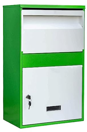 Wall-Mount Mailbox Mailbox Large Post Box Waterproof and Rustproof Metal Drop Box Freestanding/wall Mounted with Lock Parcel Box Letter Box (Green)