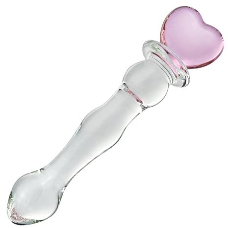 Consolador de cristal con tapón anal, varita de placer de cristal, masajeador de cristal con forma de corazón, juguetes sexuales anales para mujeres, hombres y parejas