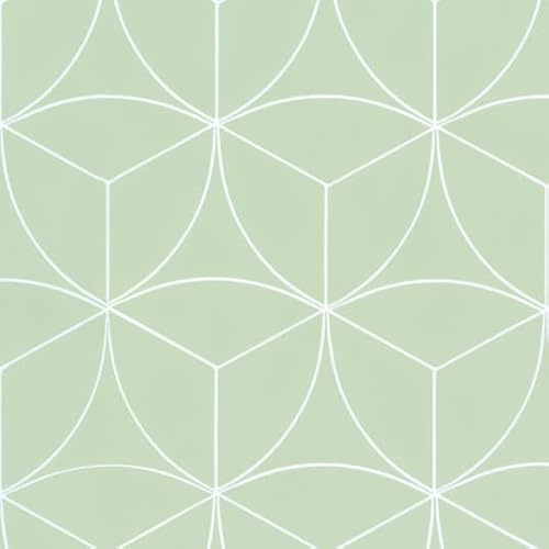 Sol Vinyle Textile économique - Rosace géométrique - Vert d'eau - Rouleau de 2m x 2m