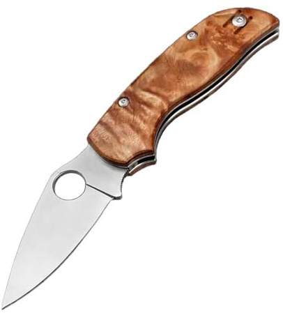 Taschenmesser 6.4 Klappmesser D2 aus edelstahl D2 Loch & Holzgriff Faltbar Outdoor edc messer Survival Jagdmesser Scharfes Einhandmesser mini neck knife Allzweckmesser mit Clip, Schattenholz,Fasching