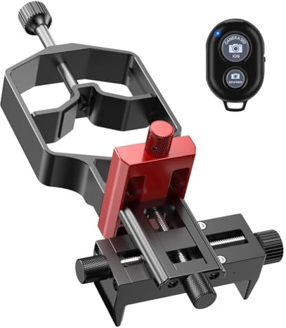 Cpolebev Universal Phone Scope Digiscope Adapter Metall-Teleskophalterung 3-Achsen-Smartphone-Halterung für Spektiv mit Fernbedienung