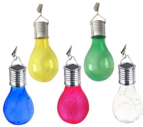 NUOBESTY Lot de 5 Ampoules Solaires LED Suspendues Étanches Multicolores Éclairage Extérieur Jardin Décoration Solaire sans Batterie