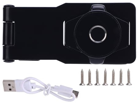 Smart Fingerprint Cabinet Lock, Anti Theft Keyless Security Lock for Refrigerator Glass Cabinet, Furniture Electronic Fingerprint Gate Locks with Rechargeable Battery (Black)