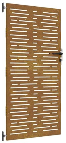Portail de jardin 85 x 200 cm en acier Corten | Design carré pour jardin et entrée | Durable et résistant aux intempéries | Brise-vue moderne pour l'intimité