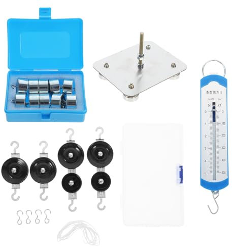 WOONEKY Metallfuß Rollenblock Satz Magnetisch Mit Kraftmesser Für Schüler Physikexperimente Mechanik Lernset Mittelstufe Mit Tragbarer Aufbewahrungsbox