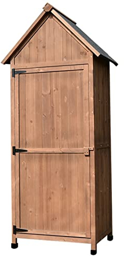WOTZOV Blumenbank, Möbel, wasserdichter Geräteschuppen, Garten- und Terrassen-Lagerschrank, Außenlagerschrank mit Regalen,Brown