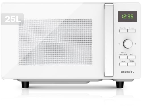 Microondas Digital, 700W-800W, 20L -25L, Sin Plato Giratorio, 5 Niveles de Potencia, 8 Programas, Pantalla LED, Base de Vidrio Fija (800W 25 Litros)