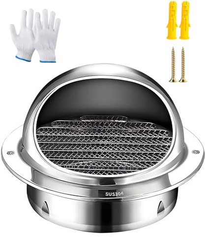 Generico dell'Aria A Parete A Sfera Griglie di Ventilazione 50mm-300mm Presa Griglia di Ventilazione Rotonde, Terminale Canna Fumaria, per Garage Cucina Armadio Antipioggia(4.7in/120mm)