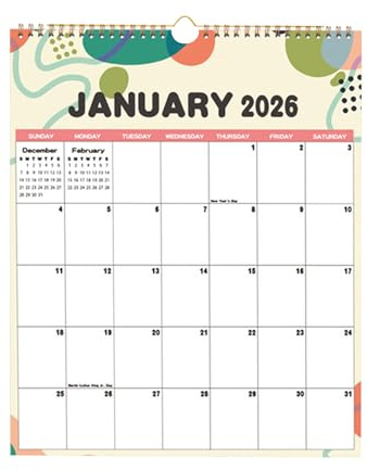 Kalender 2026 - Wand 12-Monats Monatsplaner | Dekorativer Tagesplaner - Für Kinder Klassenzimmer Lehrer Erwachsene Frauen Männer Büro Studium Zuhause Mahlzeitenvorbereitung
