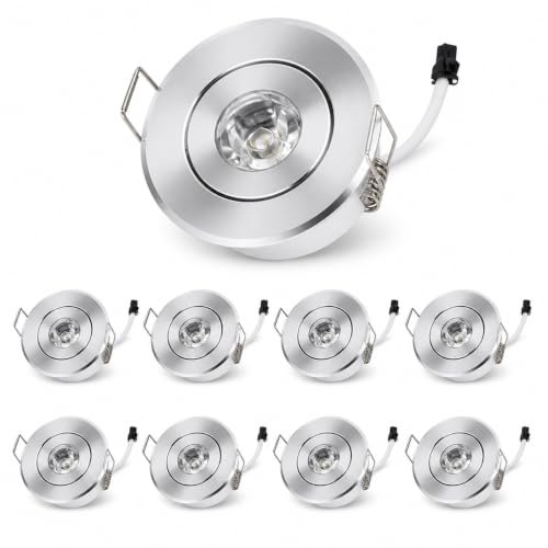 MRDEER 10er Set LED Einbaustrahler 230V IP44 Dimmbar Spots, Deckenspots Einbauleuchten Mini Slim 20mm Ultra Flach, Warmweiß 3000K Schwenkbar Einbauspots für Wohnzimmer Ausstellungshalle (Silber)