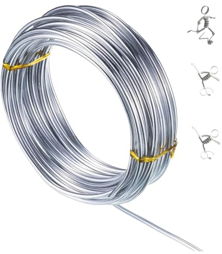 Thick Wire for Crafts,Wire for Scu/lpting,2mm Craft Wire Made of Aluminum,Silver me/tal Wire for Doll Armatures,Model Making,Flower Supports & Skeleton Framing,Flexible and Bendable Art Supply,10M