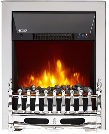 ECOSO Chrome Inset Electric Fire with Built In Fan Heater 592 x 482mm