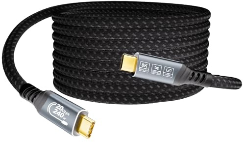 EUDOBEL USB C Kabel 5m, (20Gbps USBC 3.2 Gen 2 Datenkabel, PD3.1 100W/240W 48V/5A) Video 4K@144Hz/ 60Hz, 8K@30Hz USB C Monitor Kabel für Thunderbolt 4/3, MacBook Pro, iPad Pro, iPhone 17, Switch, VR