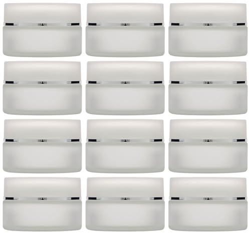 Flaschenland Lot de 12 pots cosmétiques Platin Edition en verre transparent glacé avec bouchon à vis blanc 100 ml