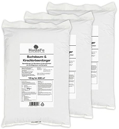 HaGaFe Buchsbaum & Kirschlorbeerdünger Organisch Mineralischer Spezialdünger, 30kg (3x10kg)