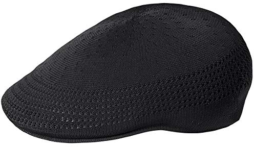 Kangol Tropic 507 Ventair Flatcap Schirmmütze Schiebermütze Sommercap Herren - mit Schirm Sommer Frühling-Sommer - L (58-59 cm) schwarz
