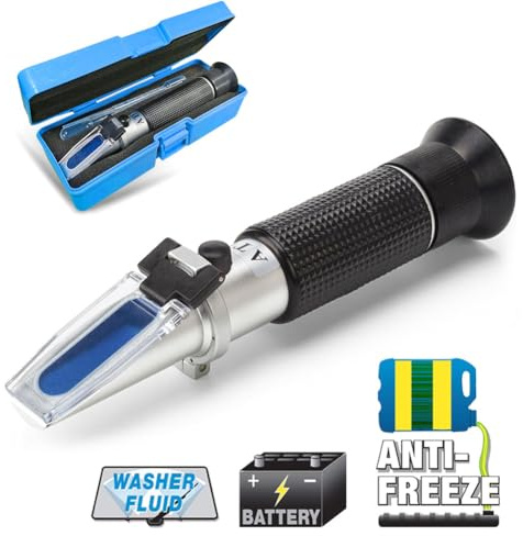 4-in-1 DEF Antifreeze Coolant Refractometer for Automobile Antifreeze System, Diesel Exhaust Fluid, Battery Acid and Windshield Washer Fluid