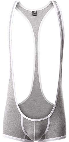 CSMARTE Män trikåer bodysuit formkläder hängslen brottning undertröja trikåer string jumpsuit trosor badkläder herr underkläder, Grått, L