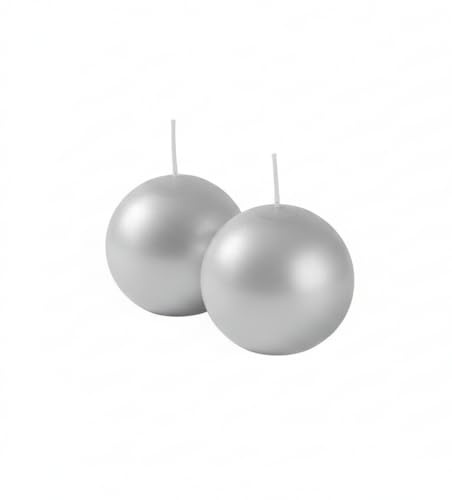 Cereria di Giorgio - 6 Candele Sfera - Diametro 6 cm - Colore Grigio Perla - Durata 15 Ore - Non profumate