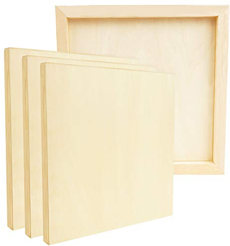 Belle Vous 4 Stk Holz Malgrund Leinwand Rahmen Malplatte Natur – 30x30cm Wood Panel aus Lindenholz – Mixed-Media Leinwand Bildträger Leinwandbrett für Enkaustik, Kunst, Malen, Farbe Gießen, Basteln