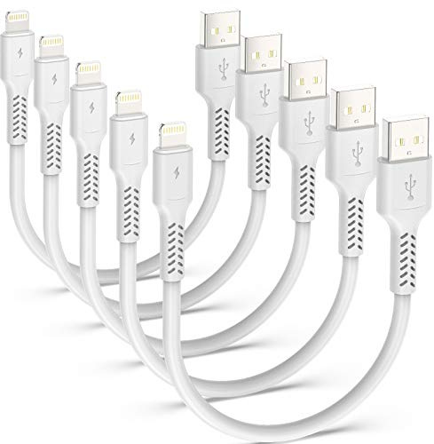 ADILIFT Lightning-Kabel, 5 Stück 20 cm USB Schnellladekabel | USB Datenkabel für iPhone 11, 11 Pro, X, XS, XR, 8, 8 Plus, 7, 7 Plus, 6s, 6s Plus, 6s, 6s Plus, 6, 6 Plus, 6, 6 Plus, Weiß