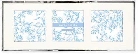 Isaac Jacobs Laura Ashley Collage Bilderrahmen für 3 Fotos, horizontal, mit silberfarbenem Metallrand und Staffelei, für Tisch-Display, Theke, Schreibtisch, Wand-Dekor, Fotogalerie